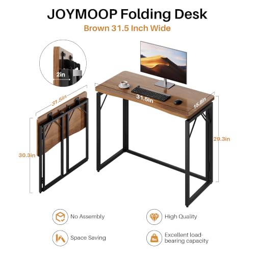 31.5" Small Folding Computer Desk - No Assembly Wooden Writing Desk