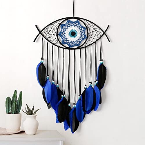 Handmade Evil Eye Dream Catcher Wall Hanging Decor for Bedroom
