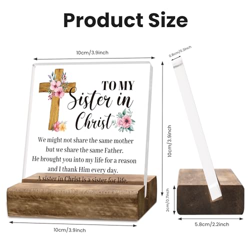 Obookey Christian Sister Gift for Women - Sister in Christ Inspirational Desk Acrylic Plaque