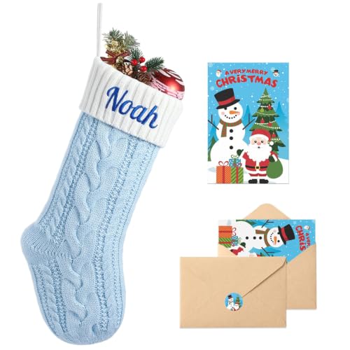 Personalized Embroidered Christmas Stocking - 18 Inch Large Cable Knit Stocking