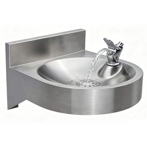 Wall Mounted Stainless Steel Drinking Fountain with Faucet, Compact 11-Inch Basin for Indoor/Outdoor Use