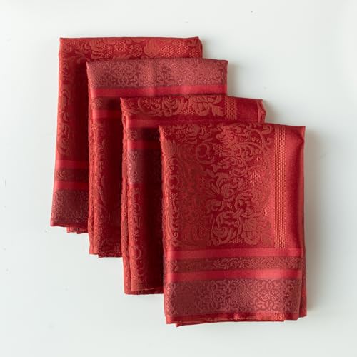 Benson Mills Ravenna Jacquard Red Napkin Set of 4 - 18x18 Inches