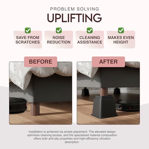 Adjustable Heavy Duty Bed Risers - 3 & 5 Inch Stackable Lifters, 4-Pack, Black