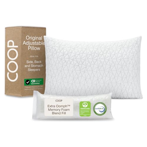 Coop Original Adjustable Queen Pillow – Memory Foam Bed Pillow for Sleeping