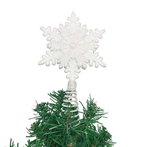 Miniature Iridescent Snowflake Tabletop Christmas Tree Topper - White