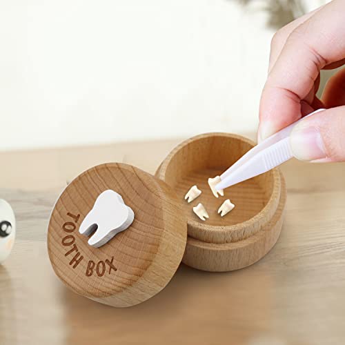 3D Carved Wooden Tooth Fairy Box - Baby Tooth Keepsake Storage Box