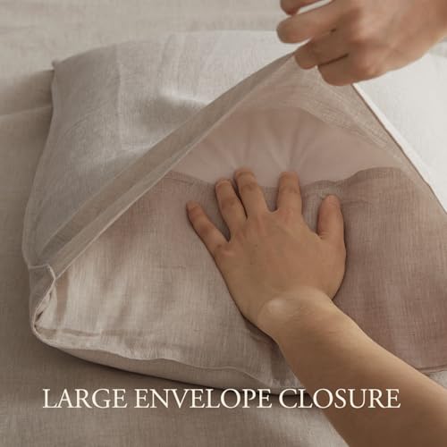 100% French Linen Duvet Cover Set - 3 Piece King Bedding with Zipper & Ties