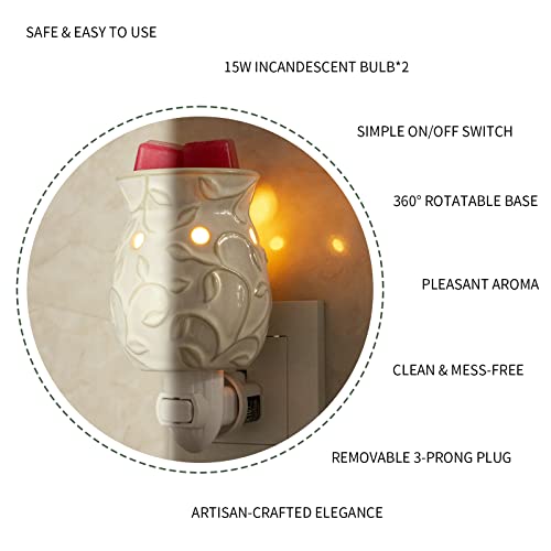 Ivy Bas-Relief Plug-In Wax Melt Warmer for Scented Wax with Spare Bulb