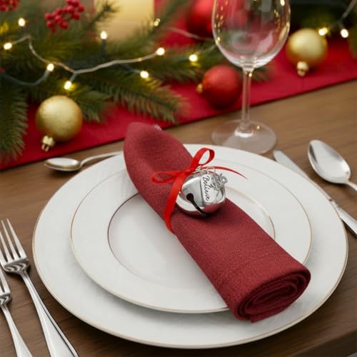 12-Piece Silver Christmas Jingle Bells with Believe Charm for Tree Decor