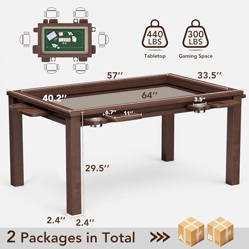 Convertible Multi-Game Table for 4-6 Players with Removable Top & Storage