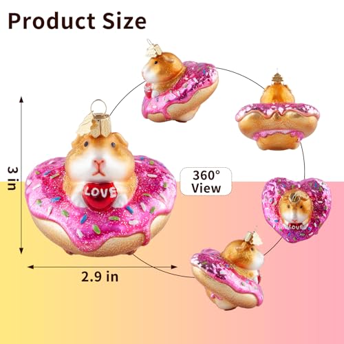 Guinea Pig Glass Christmas Ornament - Hand-Painted Love Donut Tiny Cute
