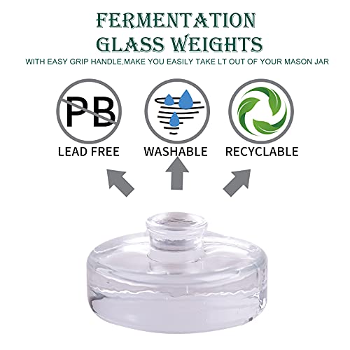 Glass Fermentation Weights 4-Pack with Easy Grip Handle for Wide Mouth Mason Jars