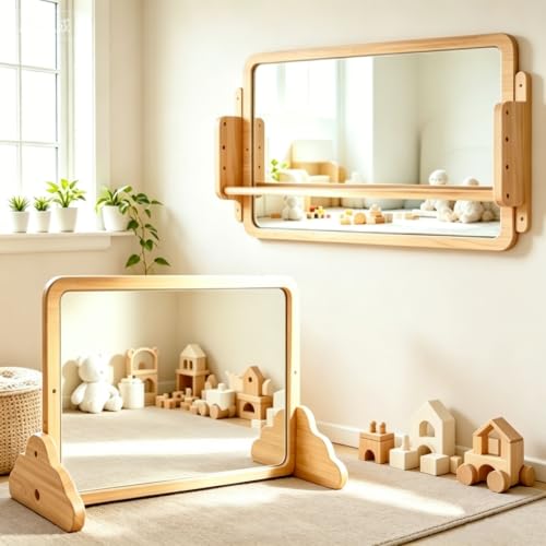 3-in-1 Montessori Baby Tummy Time Mirror with Adjustable Pull-Up Bar