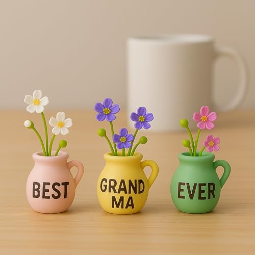 Mini Fridge Magnets with Artificial Vases - Christmas Gift for Grandma