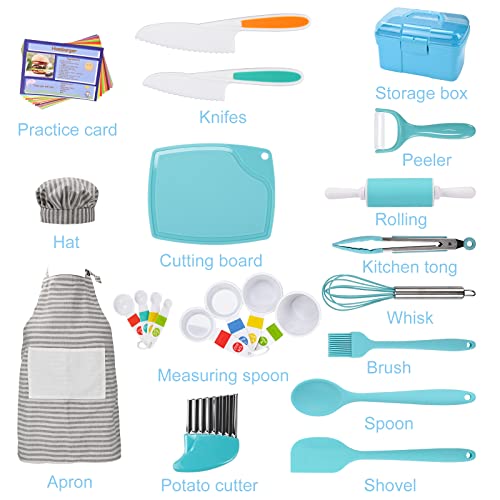 Kids Cooking and Baking Set with Storage Case and Recipe Cards