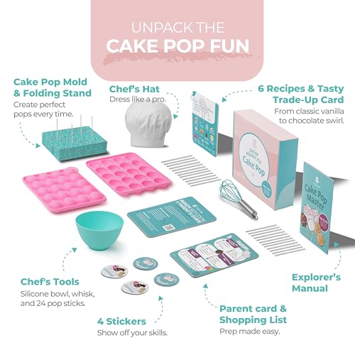 Kids Cake Pop Maker Kit with Reusable Baking Tools and Recipe Cards