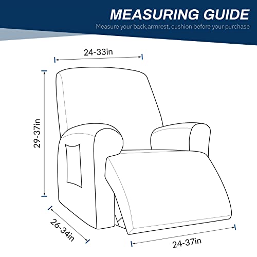 Stretch Recliner Chair Cover with Pockets - Dark Grey Velvet Protector