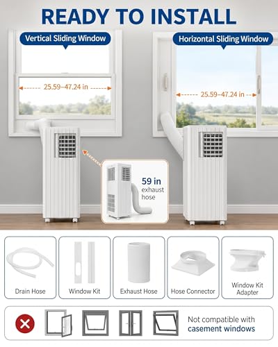 Portable Air Conditioner 8,000 BTU, 4-in-1 AC Unit for Rooms Up to 350 Sq.Ft