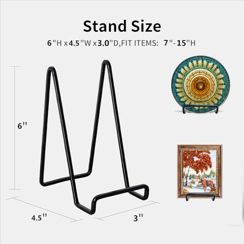 6-Inch Metal Plate Stands for Display – Set of 3 Decorative Iron Easels