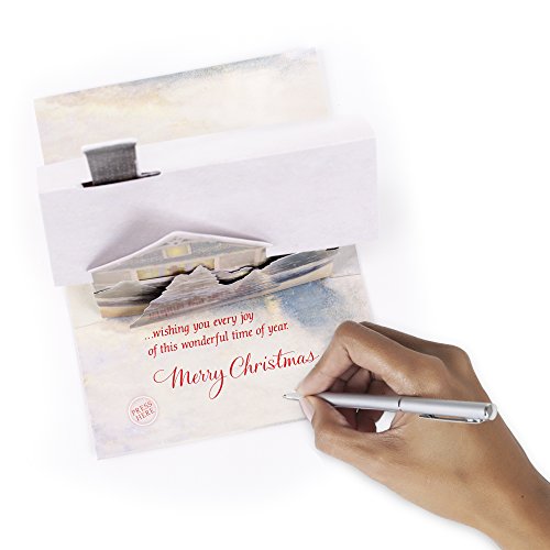Kinkade House Christmas Pop Up Card with Lights and Music - Snowy Scene, 5.8 x 8.3 Inches