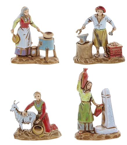 Moranduzzo Set of 11 Hand-Finished Nativity Figurines for 1:50 Scale Cribs, Made in Italy
