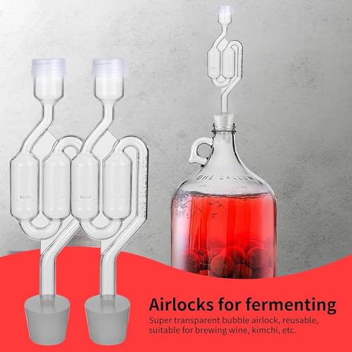 Fermentation Air Lock Set with Stoppers and Grommets for Brewing Wine and Beer