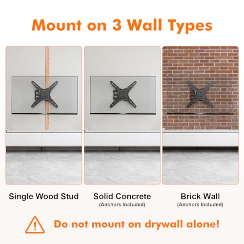 Full Motion TV Wall Mount for 26-65 Inch Screens, Articulating Swivel Bracket