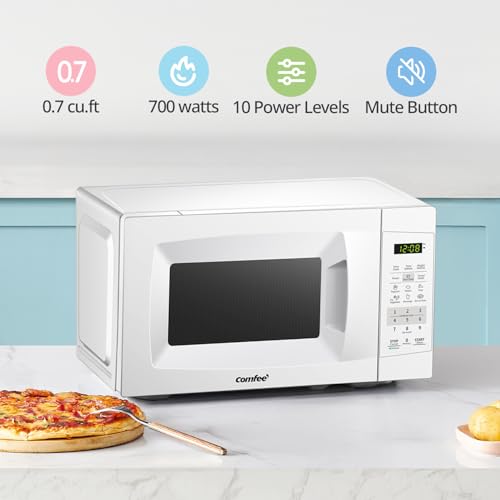 Countertop Microwave Oven 0.7 Cu.Ft 700W Compact - Pearl White