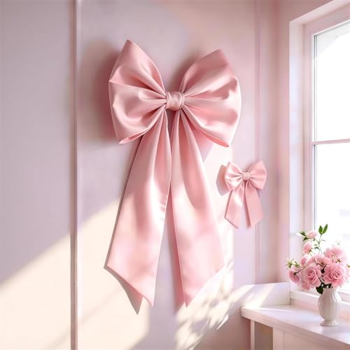 Pink Bow Wall Decor 2-Pack - Large & Small Coquette Room & Party Backdrop