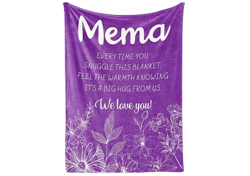 InnoBeta Mema Gift Flannel Throw Blanket 50x65 Purple Flowers - Cozy Grandma Gift for Mother's Day, Christmas, Birthday