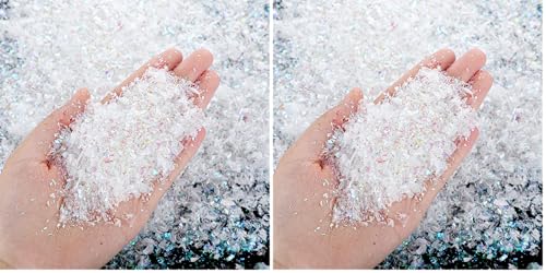 Hungdao 3.8 oz Fake Snow Christmas Flakes - Pack of 2 Mini Snow for DIY Decor