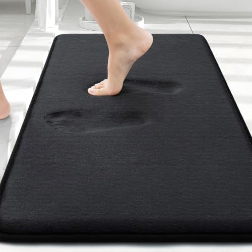 Smiry Memory Foam Bath Mat 30x20 Extra Soft Absorbent Black Rug