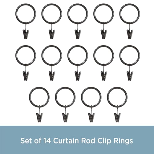 Metal Curtain Rings for 1 to 1.25 Inch Rods - Oil Rubbed Bronze, 14-Pack