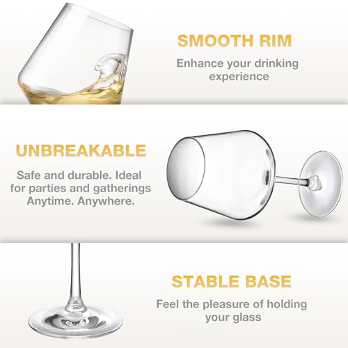 Unbreakable Plastic Wine Glasses 16 oz - Set of 6 BPA-Free Stemware