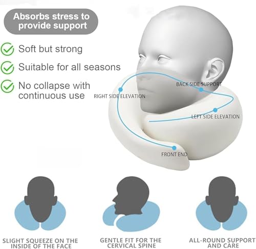 Memory Foam Travel Neck Pillow with Chin Wrap - 360° Support