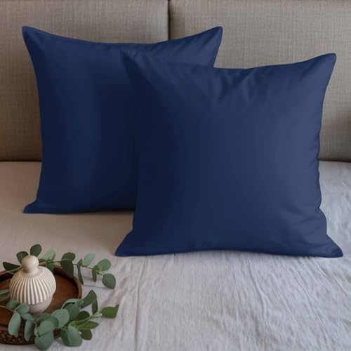 Navy Blue Bed Runner and 2 Pillow Covers Set for Queen Bed - Plush Scarf