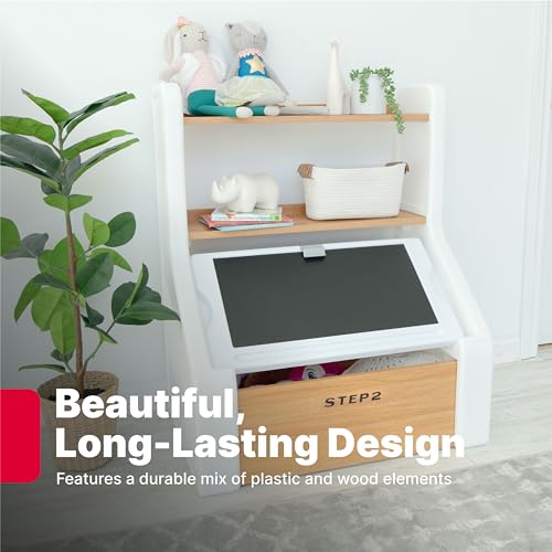 Kids Toy Storage Box with Bookshelf, Chalkboard Lid, and Art Easel