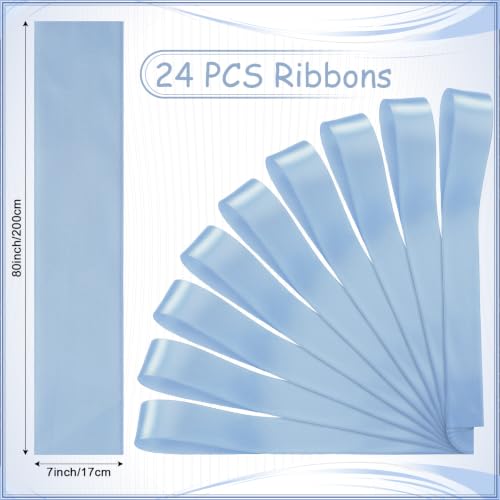 24 Pack Dusty Blue Satin Bows for Wedding Chair & Pew Aisle Decor