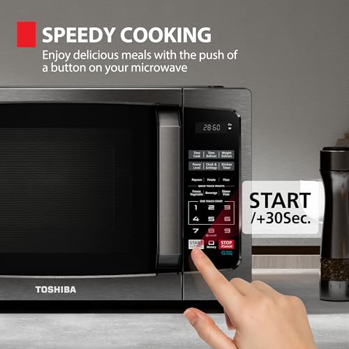 Compact Countertop Microwave Oven 0.9 Cu. Ft. 900W - Black Stainless Steel