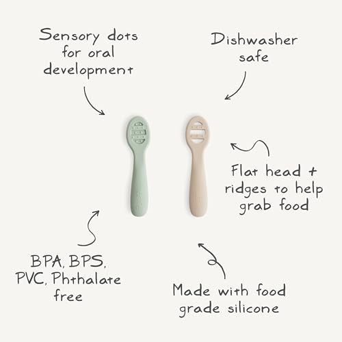 Silicone Baby Training Spoons 2-Pack for Self Feeding