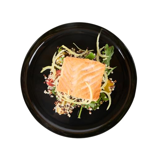 Restaurantware 7 x 7 Inch Party Plates 100 Disposable Plastic Dessert Plates - Round Heavy-Duty Black Plastic Salad Plates Serve Sides Or Appetizers For Weddings Or Catering