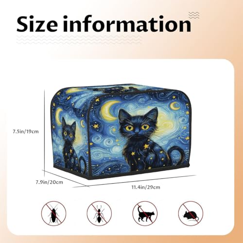 2-Slice Toaster Cover Waterproof Dust Protector with Cat Moon Print
