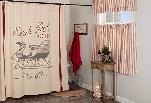 Piper Classics Sleigh Bells Ring Shower Curtain 72 x 72 Farmhouse Christmas