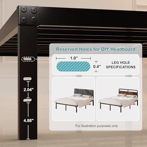 Heavy Duty Queen Bed Frame 14-Inch Metal Platform with Under Bed Storage