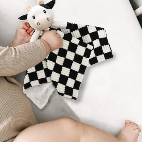 Baby Security Blanket Lovey Cow for Boys Girls 14 Inch