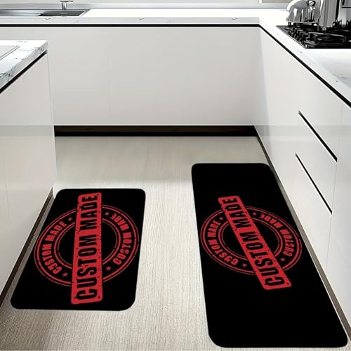 Custom 2-Piece Kitchen Runner Rug Set, Non-Slip Washable Anti-Fatigue Mats