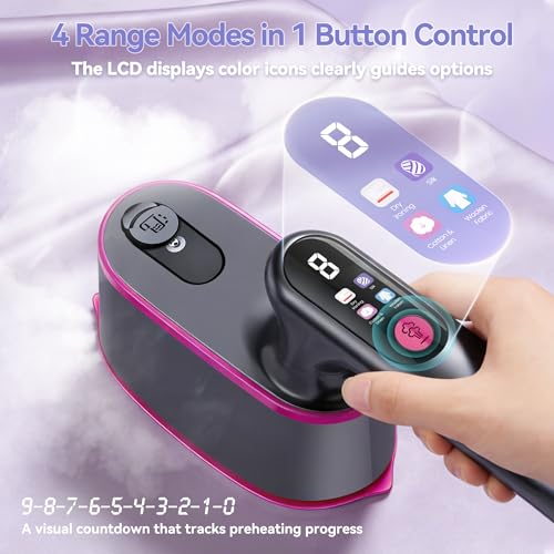 2-in-1 Handheld Garment Steamer & Travel Iron with 4-Mode LCD Display