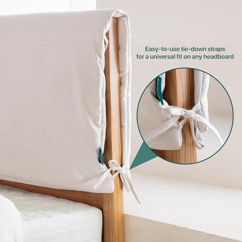 Soft Upholstered Headboard Cover with Tie Straps - 71x28in, Beige