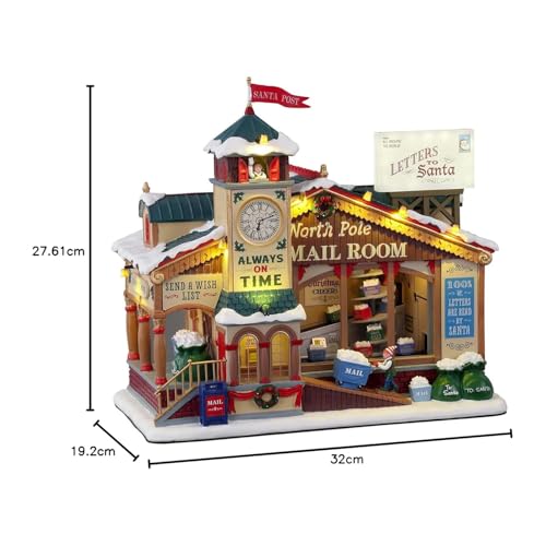 Animated North Pole Mail Room Christmas Village Building with Sound & Adapter