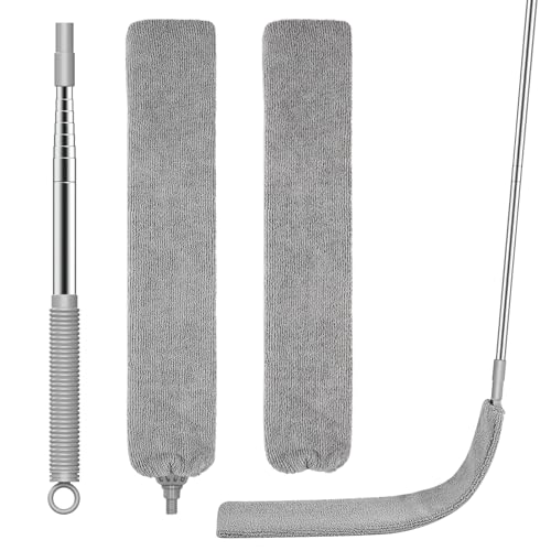 Retractable Gap Duster with 81" Extension Pole & 2 Washable Microfiber Cloths